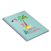 Rosa Flamingo in einer Weihnachtsmannmütze von Pal Notizblock (Rechte Seite)