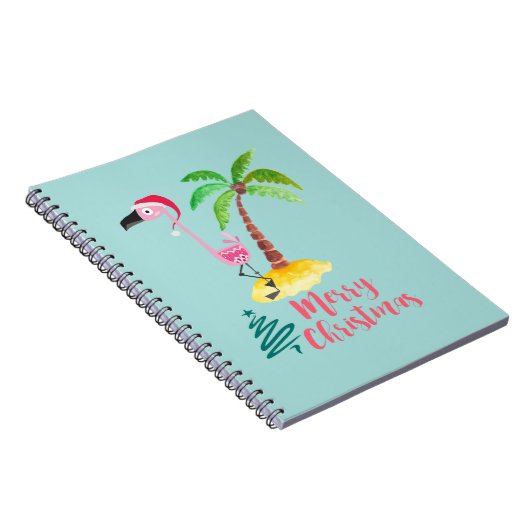 Rosa Flamingo in einer Weihnachtsmannmütze von Pal Notizblock (Rechte Seite)