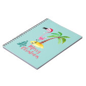 Rosa Flamingo in einer Weihnachtsmannmütze von Pal Notizblock (Linke Seite)