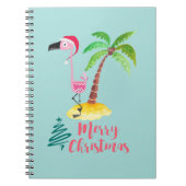 Rosa Flamingo in einer Weihnachtsmannmütze von Pal Notizblock (Vorderseite)
