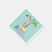 Rosa Flamingo in einer Weihnachtsmannmütze von Pal Serviette (Ecke)