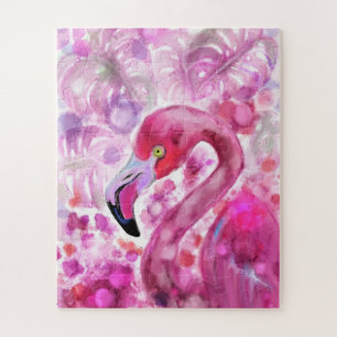 Rosa Flamingo in rosa Welt - Schöne rosa Landschaf Puzzle