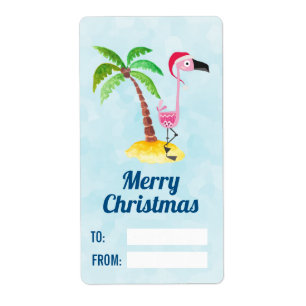 Rosa Flamingo in Roter Weihnachtsmannmütze Weihnac