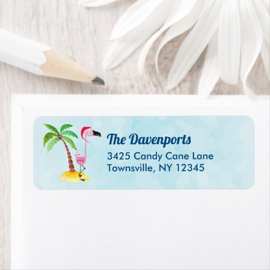 Rosa Flamingo in Roter Weihnachtsmannmütze Weihnac (Insitu)