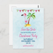 Rosa Flamingo in Roter Weihnachtsmannmütze Xmas Sa Postkarte (Vorne/Hinten)