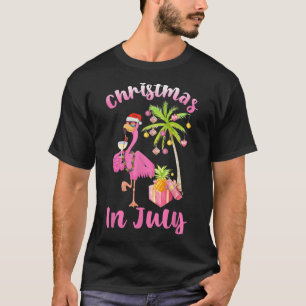 Rosa Flamingo in Santa-Hut Weihnachten im Juli Mäd T-Shirt