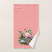 Rosa Flamingo in Tropen Badhandtuch Set (Handtuch)