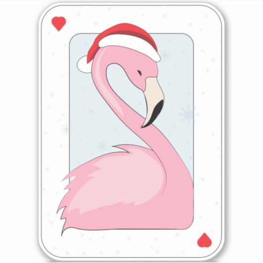 Rosa Flamingo in Weihnachtsmannmütze Aufkleber (Vorderseite)