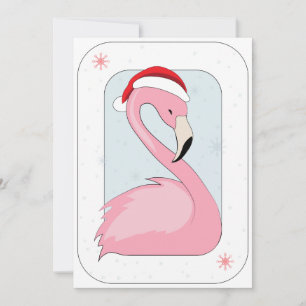 Rosa Flamingo in Weihnachtsmannmütze Feiertagskarte