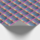 Rosa Flamingo in Weihnachtsmannmütze Geschenkpapier (Ecke)