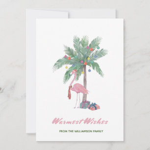 Rosa Flamingo in Weihnachtsmannmütze Herzliche Grü