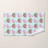 Rosa Flamingo in Weihnachtsmannmütze mit Candy Can Badhandtuch Set (Handtuch)