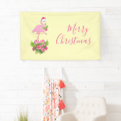 Rosa Flamingo in Weihnachtsmannmütze mit Candy Can Banner (Insitu)