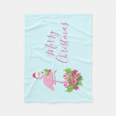 Rosa Flamingo in Weihnachtsmannmütze mit Candy Can Fleecedecke (Vorderseite)