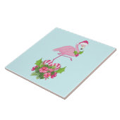Rosa Flamingo in Weihnachtsmannmütze mit Candy Can Fliese (Seite)