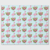 Rosa Flamingo in Weihnachtsmannmütze mit Candy Can Geschenkpapier (Flach)