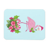 Rosa Flamingo in Weihnachtsmannmütze mit Candy Can Magnet (Horizontal)