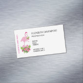 Rosa Flamingo in Weihnachtsmannmütze mit Candy Can Magnetische Visitenkarte (Beispiel)
