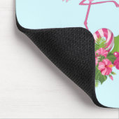 Rosa Flamingo in Weihnachtsmannmütze mit Candy Can Mousepad (Ecke)