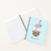 Rosa Flamingo in Weihnachtsmannmütze mit Candy Can Notizblock (Innenseite)
