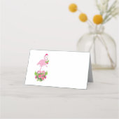 Rosa Flamingo in Weihnachtsmannmütze mit Candy Can Platzkarte (Vorderseite)