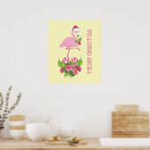 Rosa Flamingo in Weihnachtsmannmütze mit Candy Can Poster (Küche)