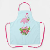 Rosa Flamingo in Weihnachtsmannmütze mit Candy Can Schürze (Vorderseite)