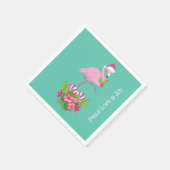 Rosa Flamingo in Weihnachtsmannmütze mit Candy Can Serviette (Ecke)