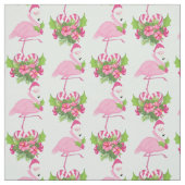 Rosa Flamingo in Weihnachtsmannmütze mit Candy Can Stoff (Muster)