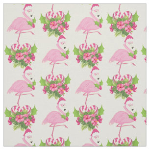 Rosa Flamingo in Weihnachtsmannmütze mit Candy Can Stoff