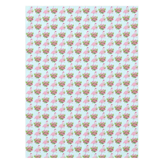 Rosa Flamingo in Weihnachtsmannmütze mit Candy Can Tischdecke (Vorderseite)