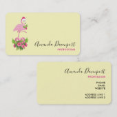 Rosa Flamingo in Weihnachtsmannmütze mit Candy Can Visitenkarte (Vorne/Hinten)