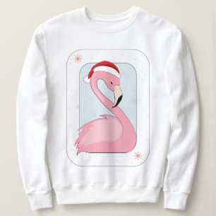 Rosa Flamingo in Weihnachtsmannmütze Sweatshirt