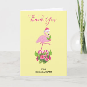 Rosa Flamingo in Weihnachtsmannmütze Weihnachten D