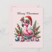 Rosa Flamingo individualisierbar Frohe Weihnachten (Vorne/Hinten)