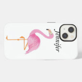 Rosa Flamingo iPhone-Hülle mit Monogramm iPhone Hülle (Rückseite (Horizontal))