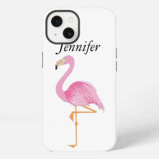 Rosa Flamingo iPhone-Hülle mit Monogramm iPhone Hülle (Rückseite)