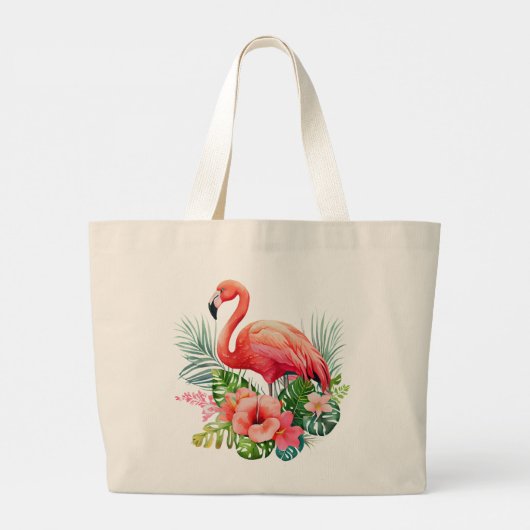 Rosa Flamingo   Jumbo Stoffbeutel (Rückseite)