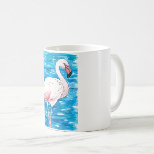Rosa Flamingo Kaffeetasse (VorderseiteRechts)