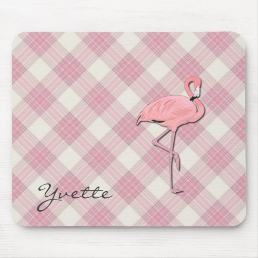 Rosa Flamingo-karierte Mausunterlage Mousepad (Vorne)