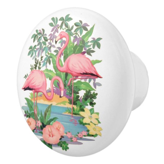 Rosa Flamingo-Keramik-Fach oder Kabinett-Griff Keramikknauf (Rechts)