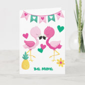 Rosa Flamingo Kinder Valentine Karte (Vorderseite)