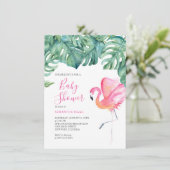 Rosa Flamingo Kinderdusche Einladungen (Stehend Vorderseite)