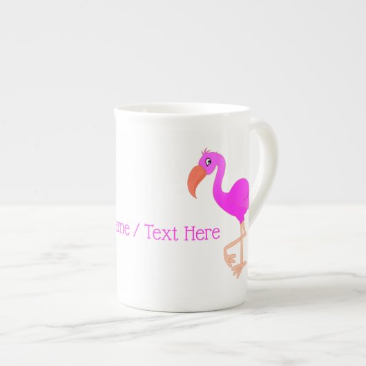 Rosa Flamingo-Knochen-China Tasse mit benutzerdefi (Vorderseite Rechts)