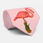 Rosa Flamingo Krawatte (Gerollt)