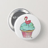 Rosa Flamingo-Kuchen-Retro Nachtisch! Button (Vorne & Hinten)