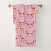 Rosa Flamingo-Kunst auf Badezimmer-Tuch-Set Badhandtuch Set (Insitu)