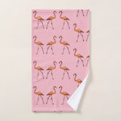 Rosa Flamingo-Kunst auf Badezimmer-Tuch-Set Badhandtuch Set (Handtuch)