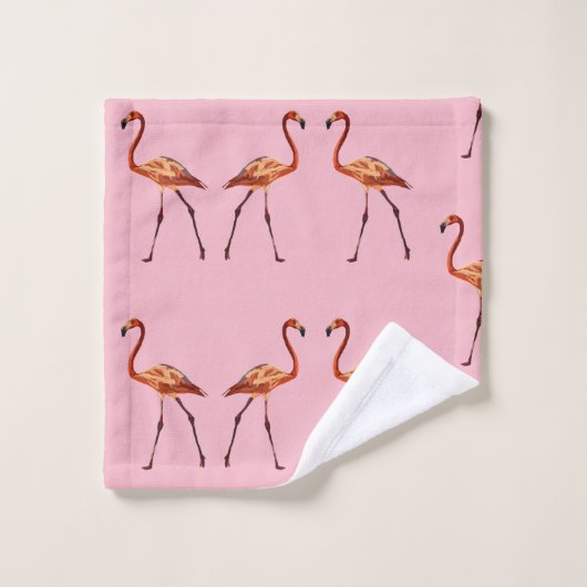 Rosa Flamingo-Kunst auf Badezimmer-Tuch-Set Badhandtuch Set (Waschlappen)