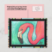Rosa Flamingo - künstlerische Postkarte (2) (Vorne/Hinten)